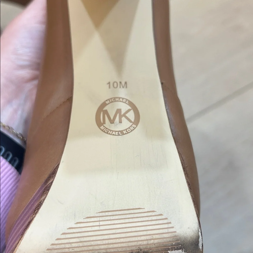 Michael Kors Eleni Platform Leather Block Heels Size 10